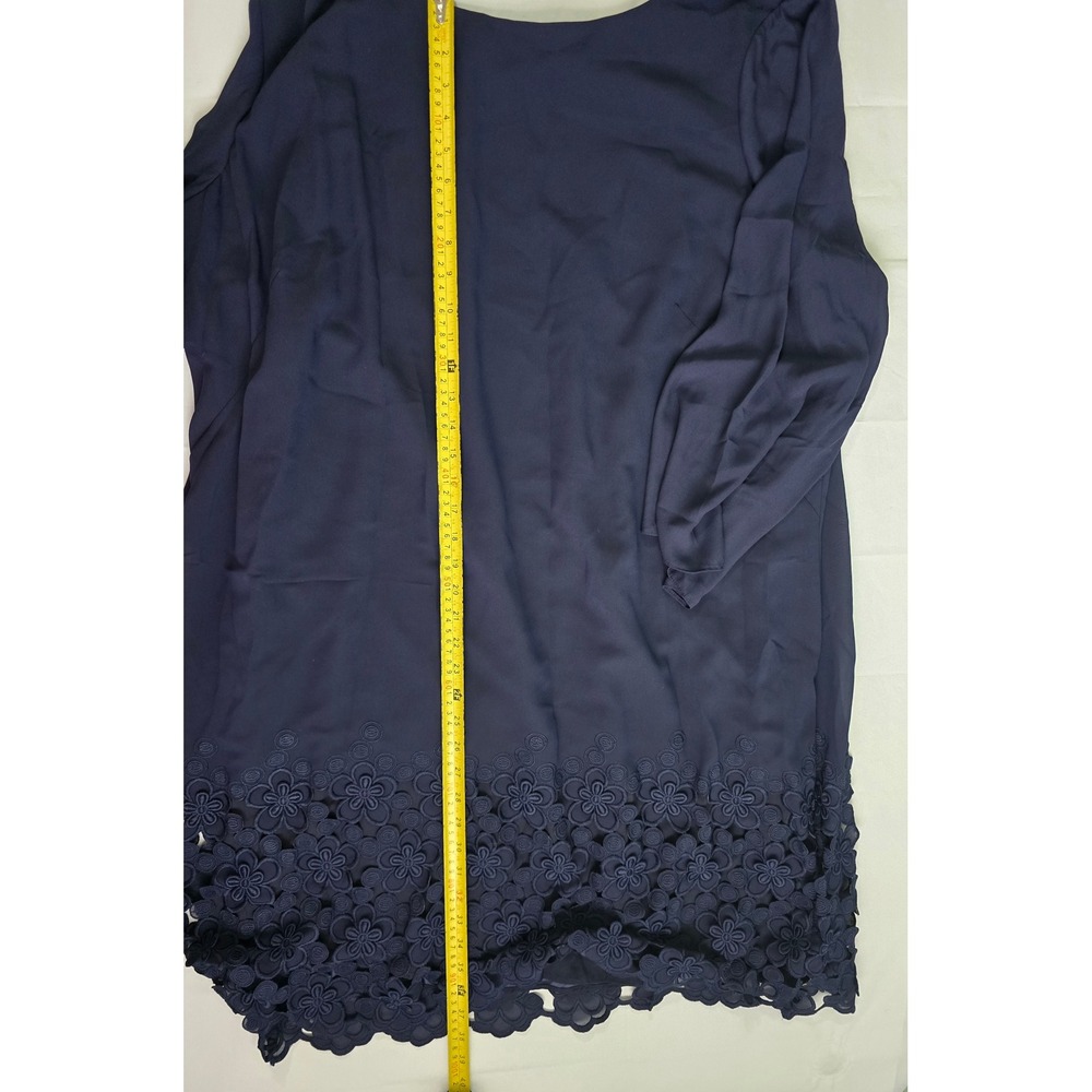 Tahari Arthur S Levine Navy Blue Floral Lace Hem Shift Dress 22W 6226L474 NWT - Picture 8 of 16